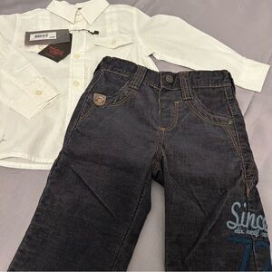 Catimini‎ Boys Outfit Button Down Shirt with Pants Bundle Boys